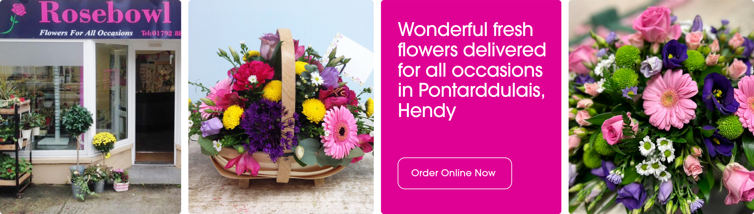 Seasonal bouquets from Rosebowl Florist in Hendy offering same-day delivery